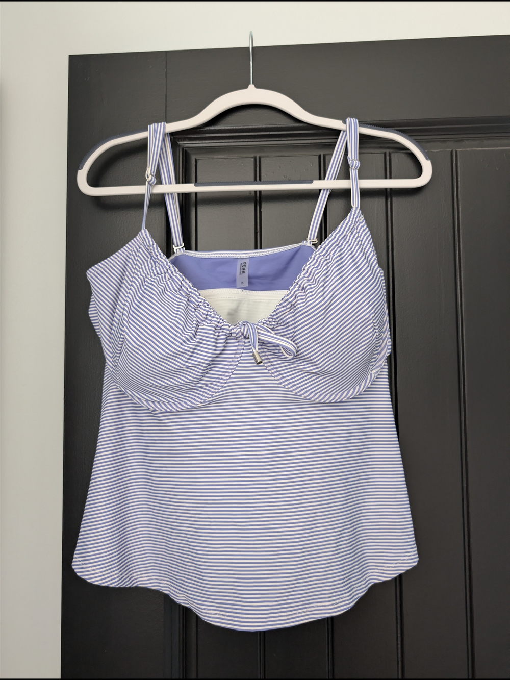 Striped Blue & White Tankini Top
